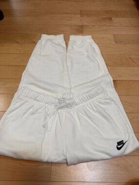 Nike White Fleece Jogger Pants